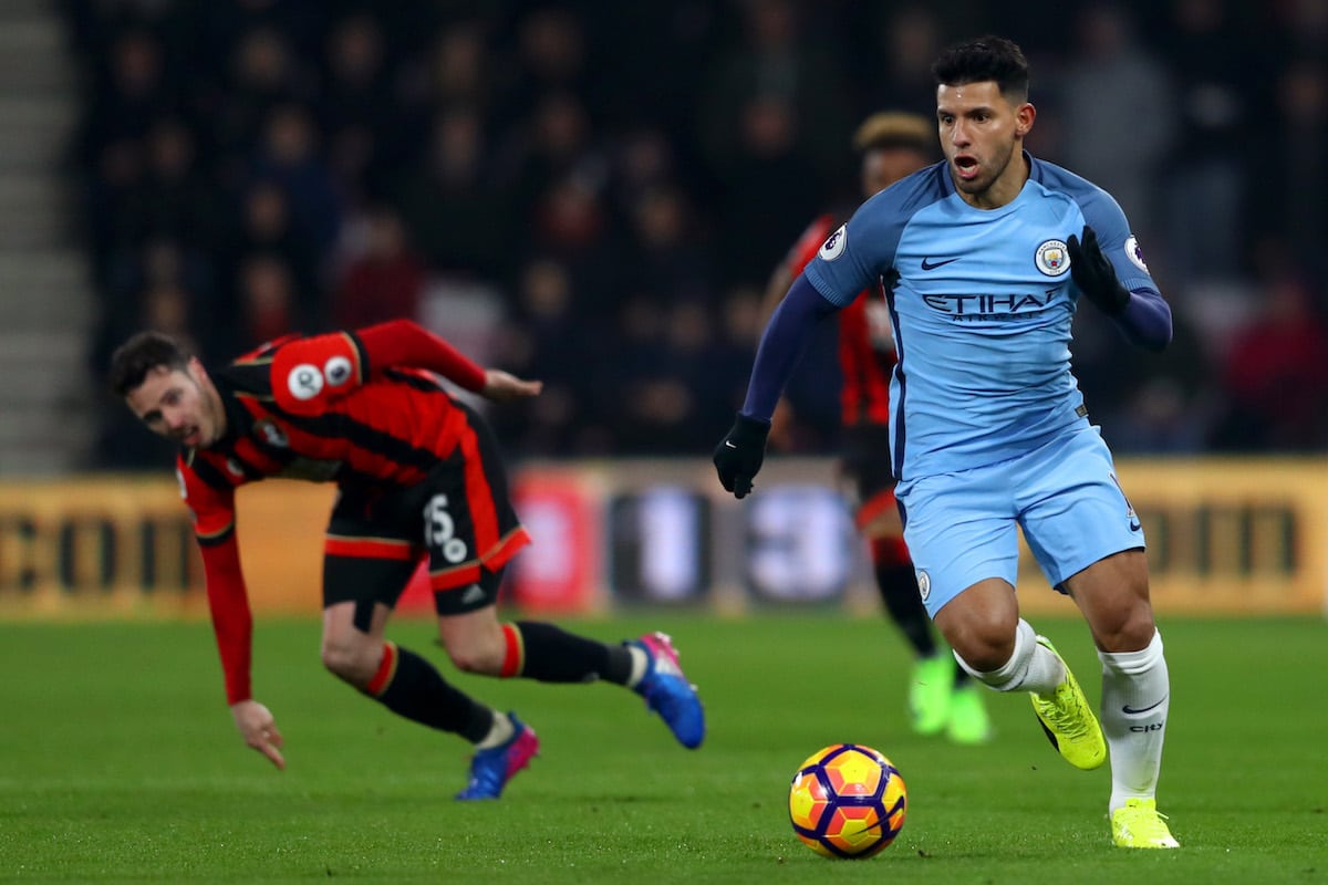 Sergio Aguero playing for Manchester City