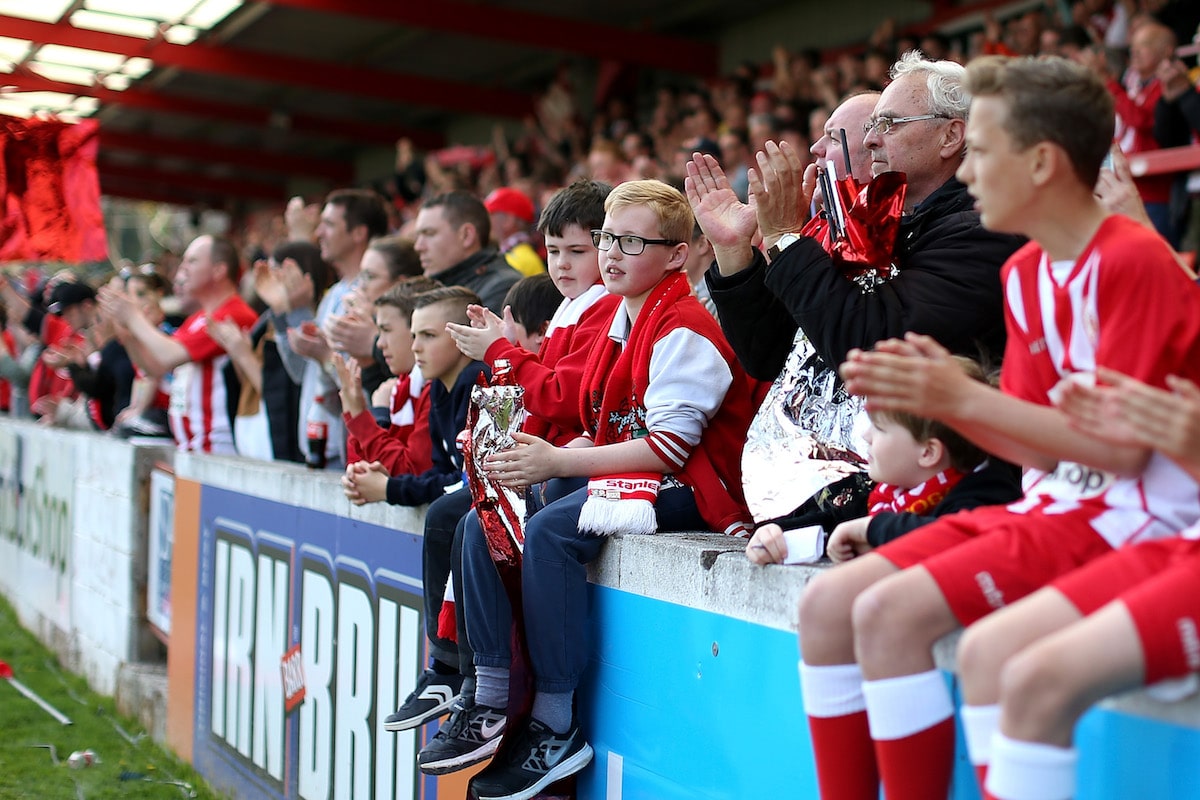 Accrington Stanley fans applaude the players during the Sky Bet League Two match between Accrington Stanley and Stevenage