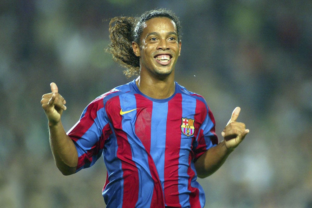 Ronaldinho playing for Barcelona