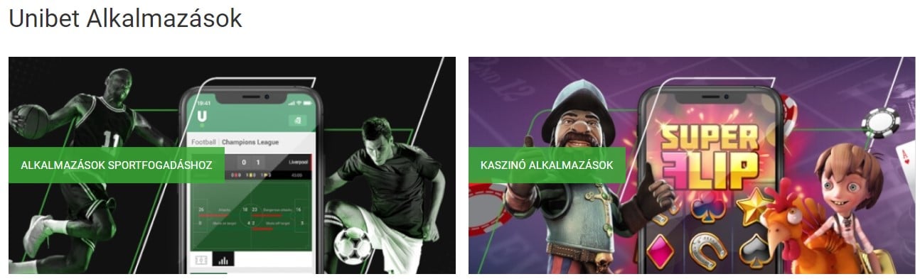 Unibet Mobil applik&aacute;ci&oacute;n
