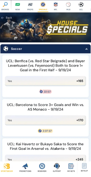 Betrivers US house specials - offers for existing customers