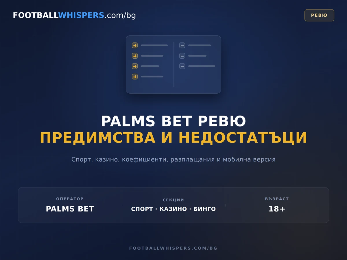 Palms bet ревю 2026: Предимства, Недостатъци, Оценка