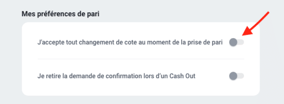Betclic - option "mes pr&eacute;f&eacute;rences de pari"