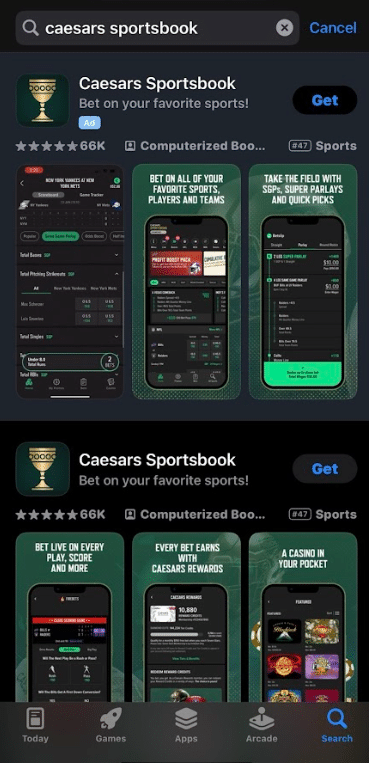 how to download caesars sportsbook app ios