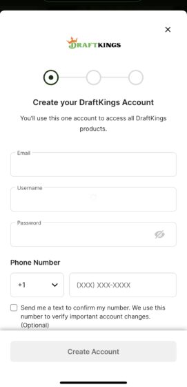 Draftkings app sign up page USA