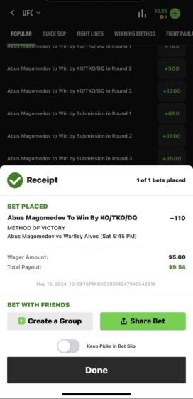 bet example draftkings sportsbook ufc bet Abus Magomedev