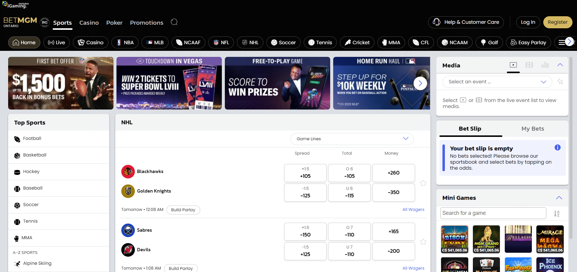 BETMGM is one of the best betting sites Ontario offers for sports and casino bettors.