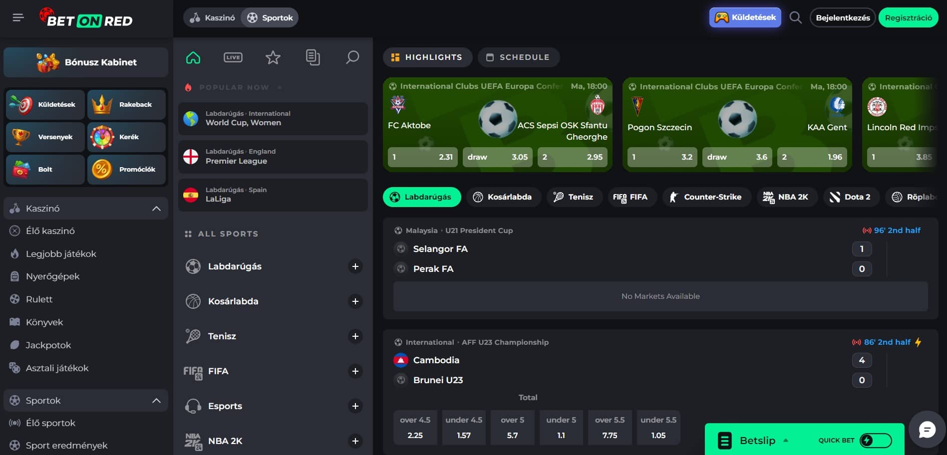 Legjobb sportfogad&aacute;si BetOnRed 