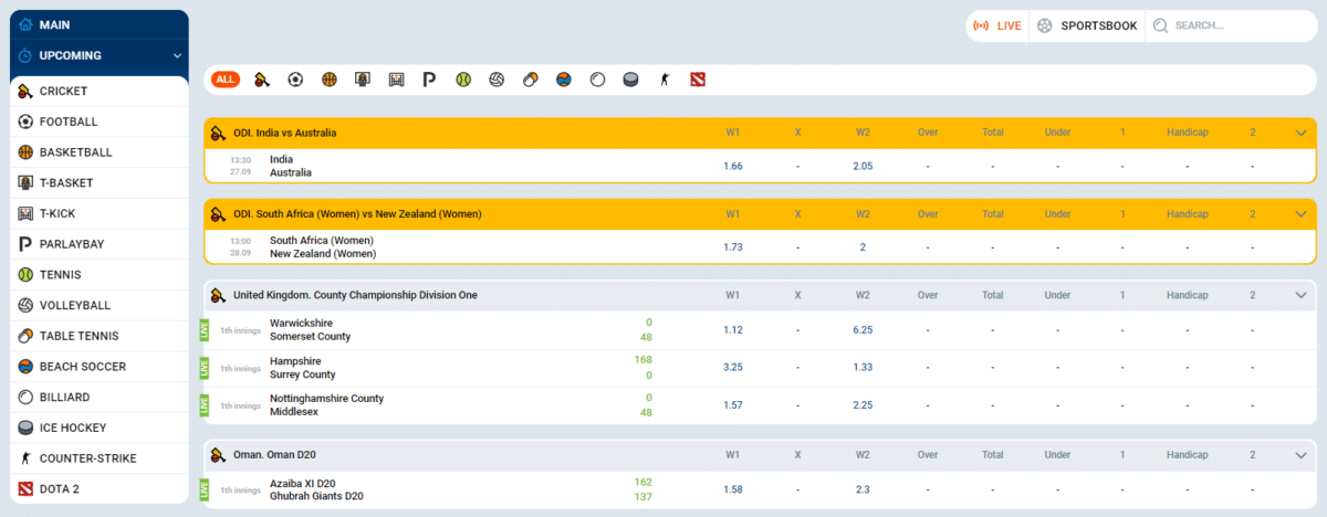 Mostbet sportsbook cricket