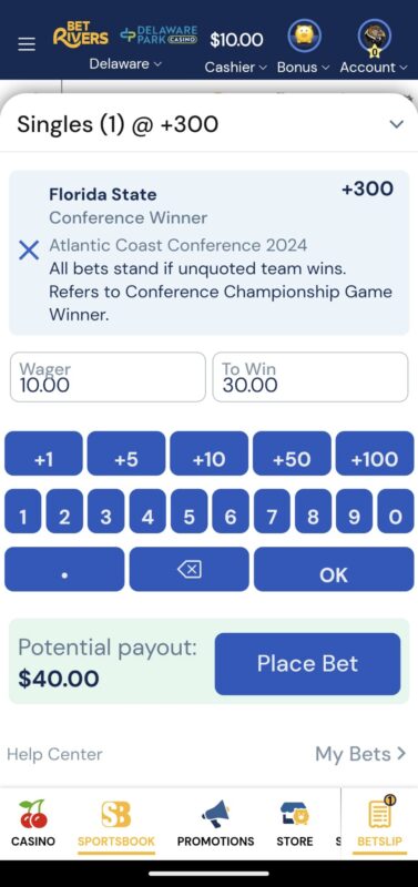 Place a bet on BetRivers