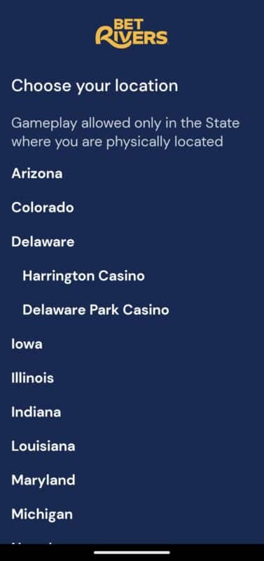 BetRivers available states list