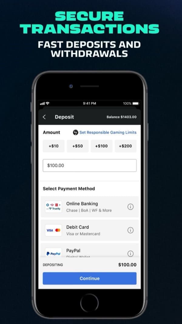 ESPN Bet app secure transactions, fast deposits and withdrawals