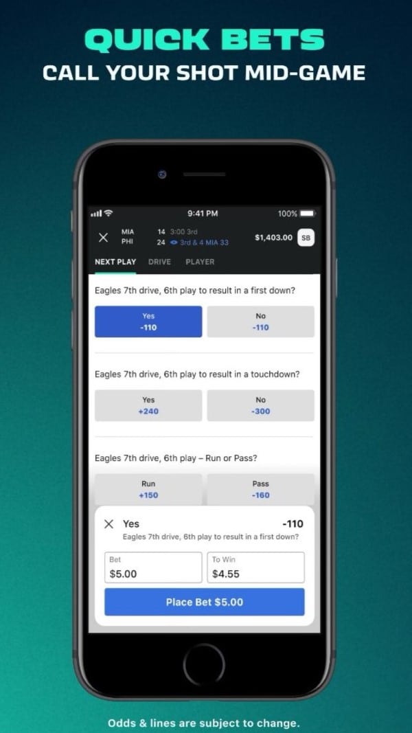 ESPN Quick bets on the ESPN Bet app - call your shot mid-game