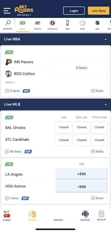 BetRivers live betting