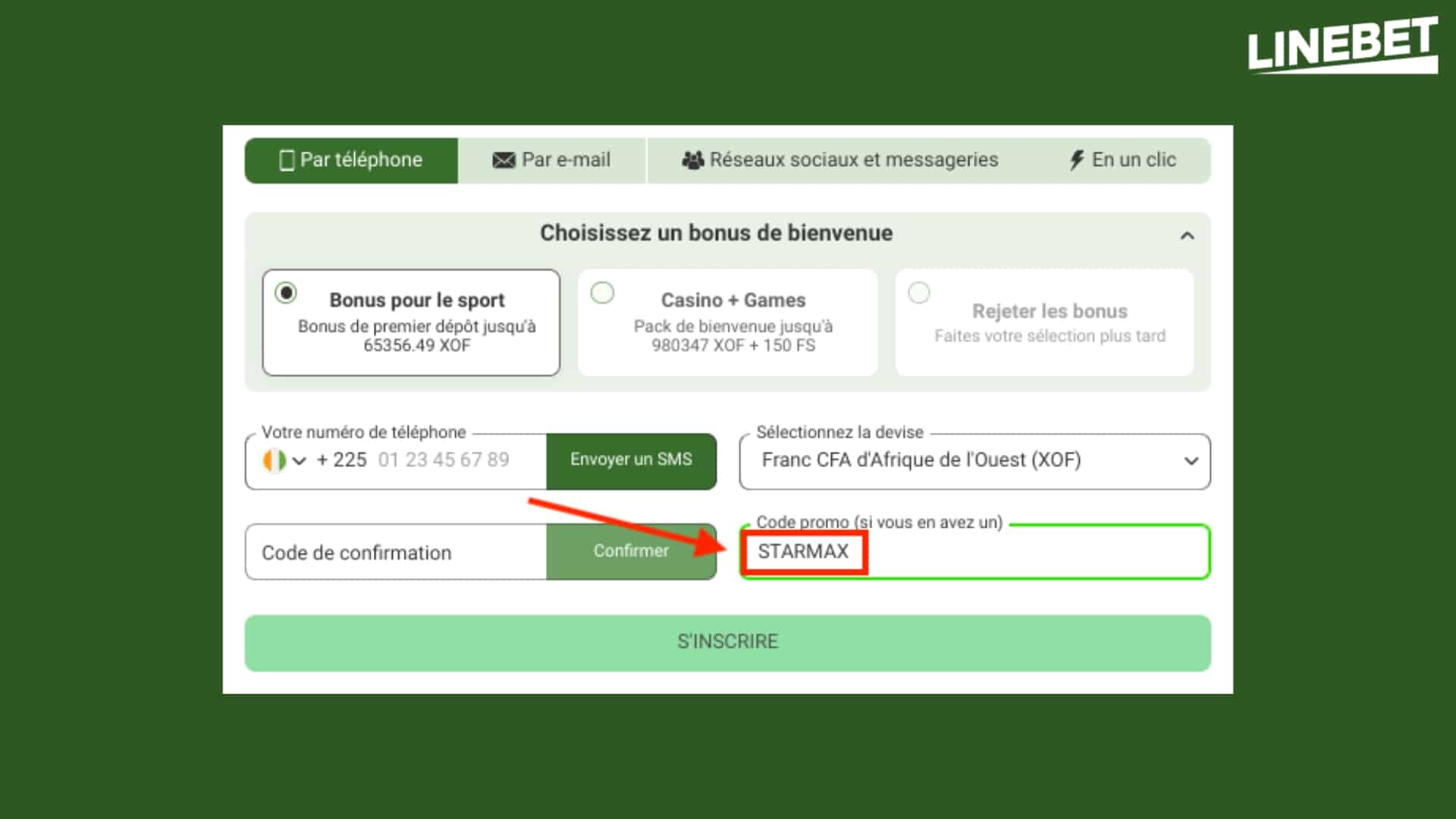 Ouvrez un compte joueur sur Linebet