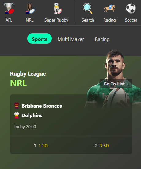NRL betting on bet365 in australia