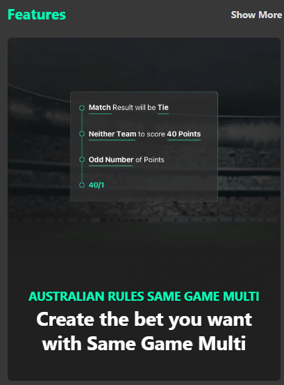 same game multis feature on aussie rules