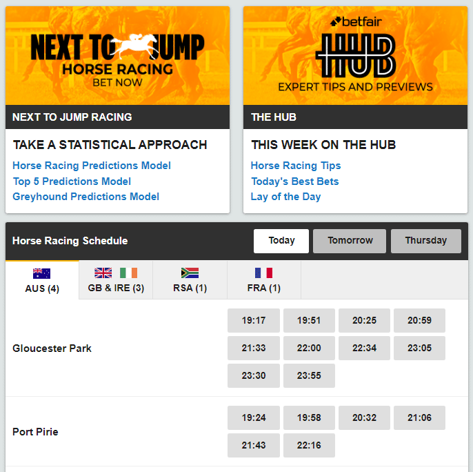 horse racing bets on betfair australia