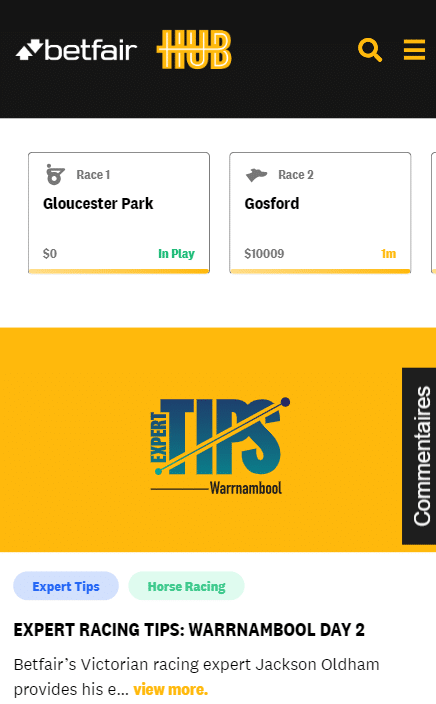 australia betting hub for betfair betting tips