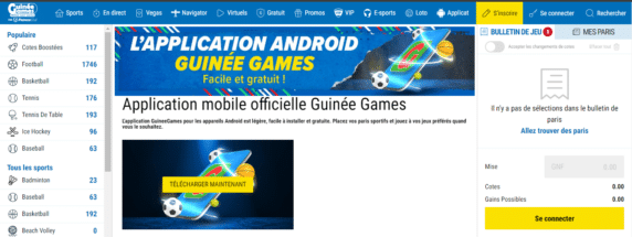 Avis Guin&eacute;e Games : la revue d&eacute;taill&eacute;e du meilleur bookmaker en Guin&eacute;e en Avril 2026