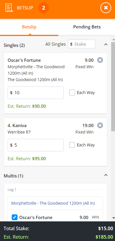 placing a multi bet on the neds app australia