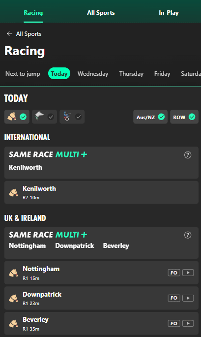 bet365 australia horse racing on mobile - same race multi plus betting features