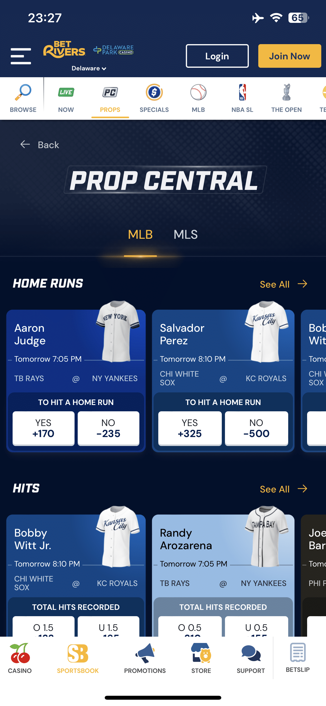 props market on USA betrivers sportsbook