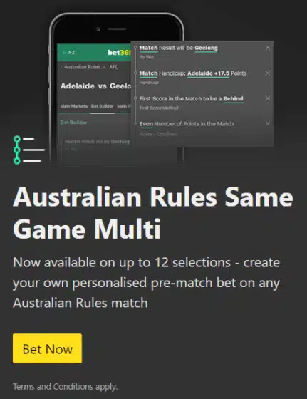Australian rules same game multi on bet365