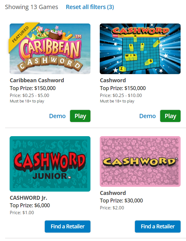 mi lottery - cashword