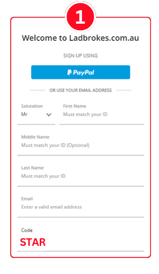 Create an Account Using the Ladbrokes Code STAR