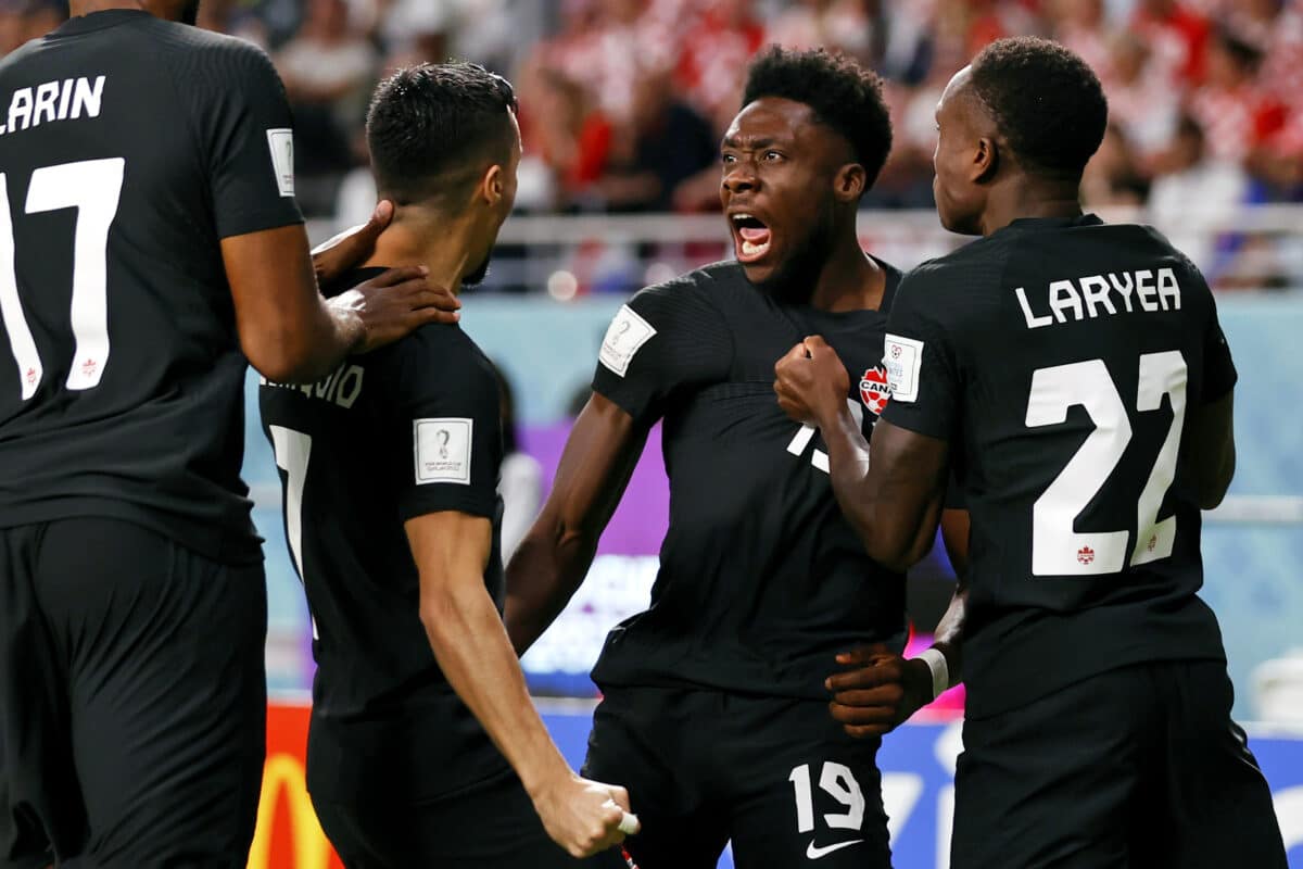 Davies et al ceberated wildly, but Canada would eventually lose 4-1 to the Croatians. Credit: Yukihito Taguchi-USA TODAY Sports/Sipa USA - Photo by Icon sport