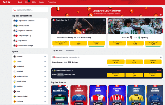 Interface Betclic CI