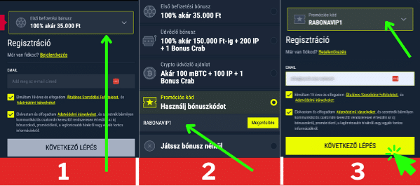 Rabona promóciós kódomat