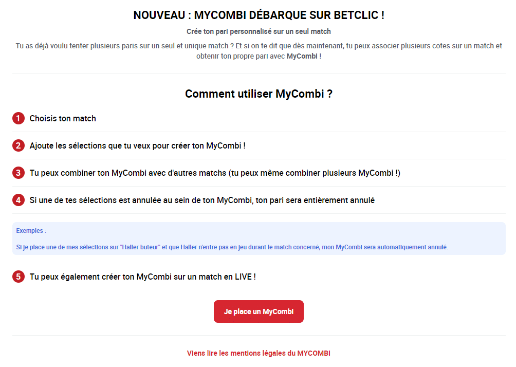 Comment utiliser myCombi Betclic