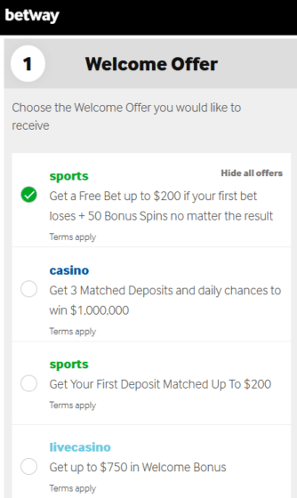 betway welcome offer - choose the best bonus code offer in Canada