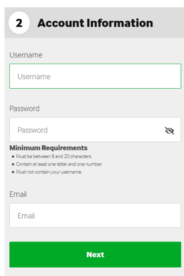 Betway sign up guide - step 2 account information