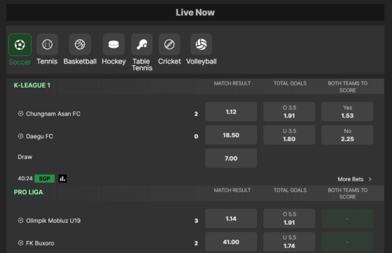 bet99 live and in-play betting - korean football