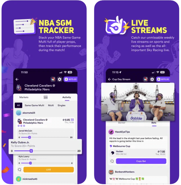NFL SGM tracker and live streams at dabble australia
