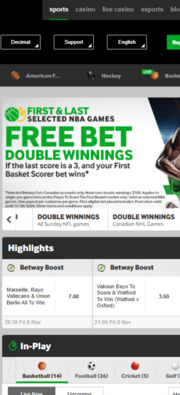 Betway top sportsbook canada