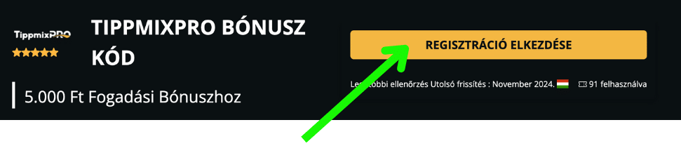 TippmixPRO bónusz kód Regiszrtacio
