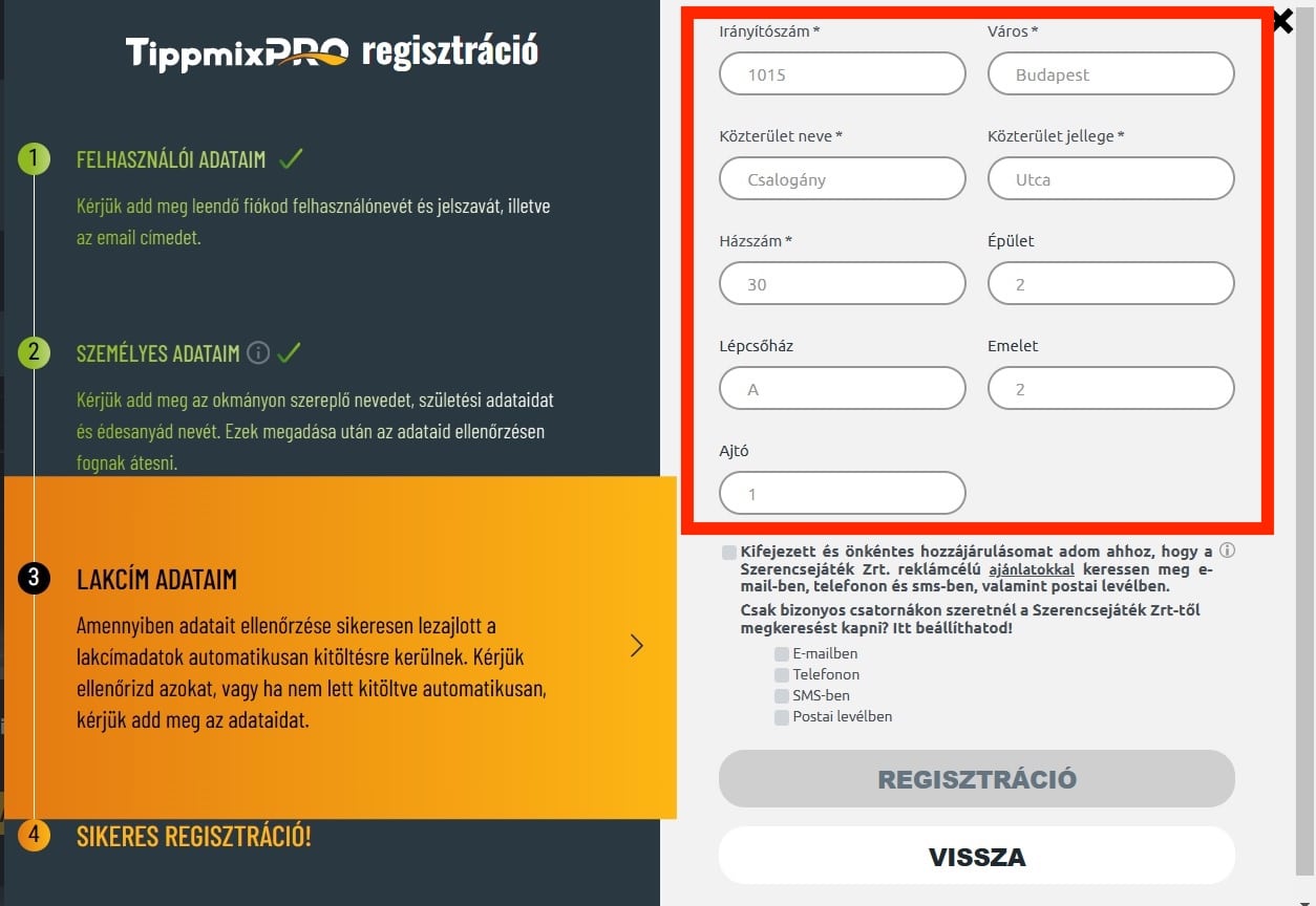 TippmixPRO regisztráció majd megadnod