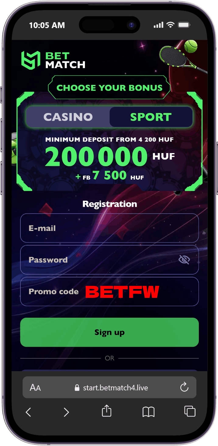 üdvözlő bónusz Bet match promóciós kód betmatch regisztráció