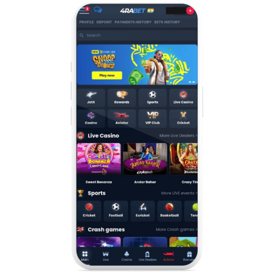 4rabet app home page