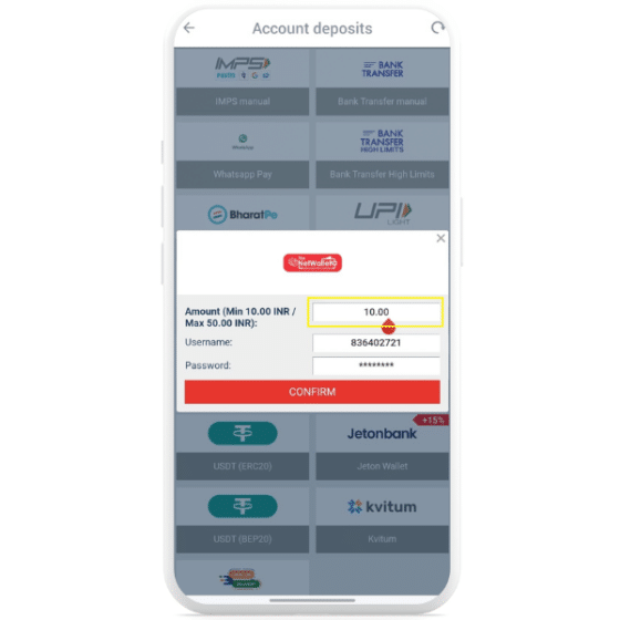 Megapari minimum deposit via NetWallet