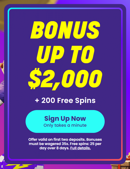 bonus up to $2000 + 200 free spins on wildz casino