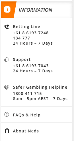 neds customer support and contact information