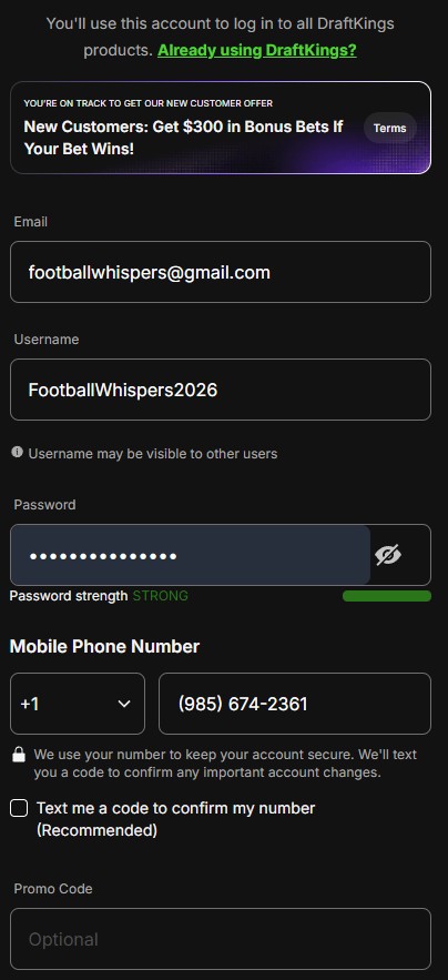 draft kings promo code bonus: Bet $5, get $300 if your bet wins