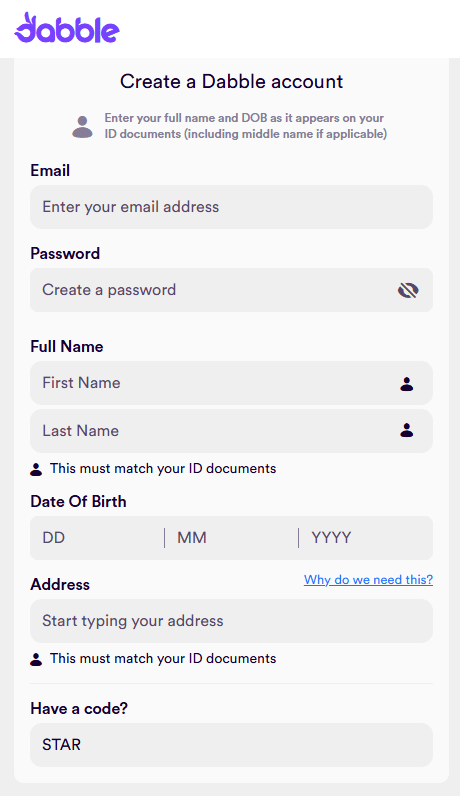 dabble sports betting app and sign up code