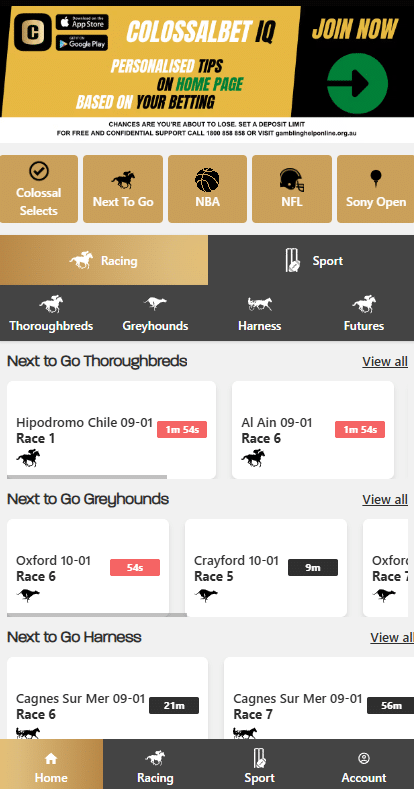 colossalbet mobile site