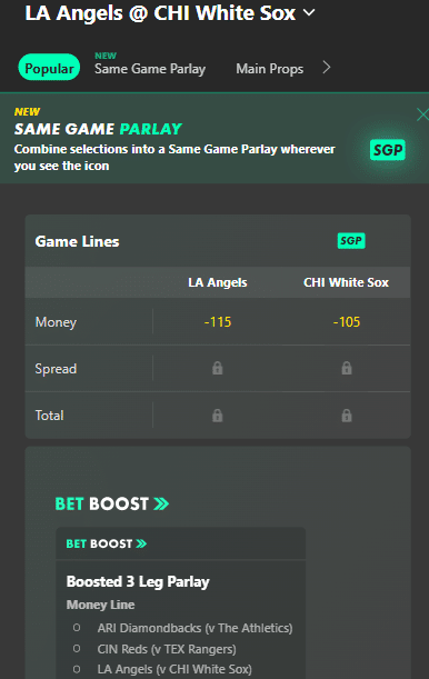 bet365 MLB betting - chicago white sox